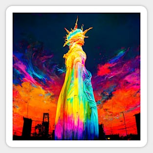 psychedelic statue of liberty Sticker